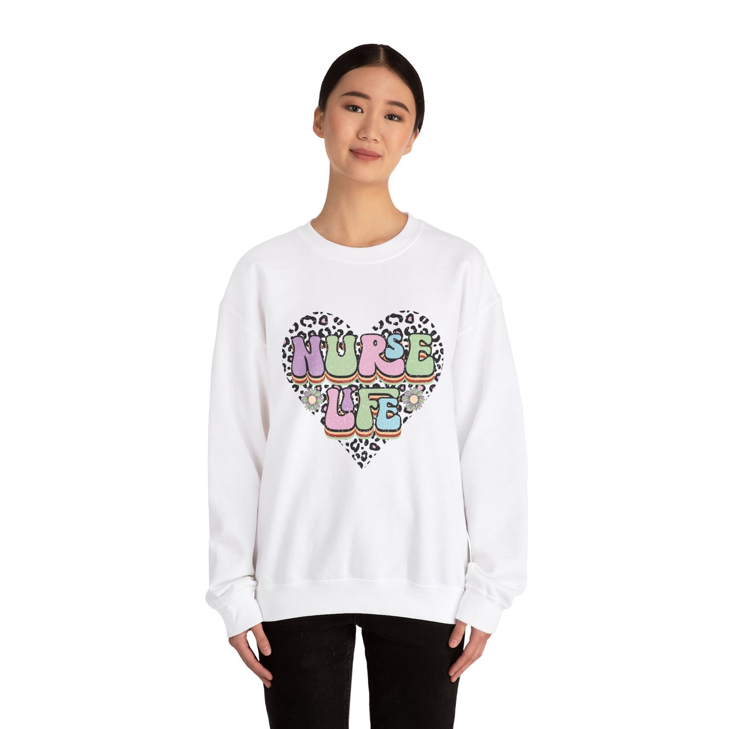 Leopard Heart Nurse Life Crewneck